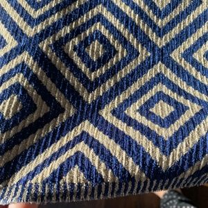 FABRIC! Over 5 yards of Navy & Neutral Shaded White  Square Upholstery Weave